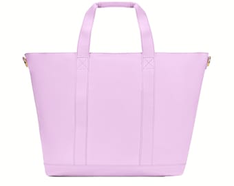 Women's Big Nylon Tote Bag: Purple Travel Carry-All