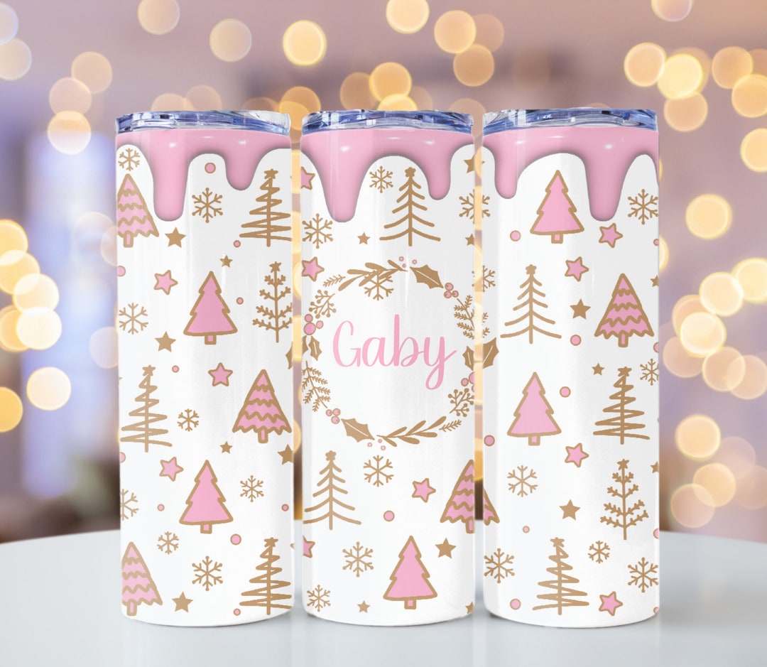 Pink Christmas 20 Oz Tumbler Wrap Puff Drip PNG Seamless - Etsy
