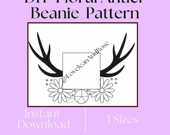Floral Antler PDF Embroidery Pattern Instant Download 3 sizes Printable Stick And Stitch Hand Embroidery Hat PDF Adult Youth Deer