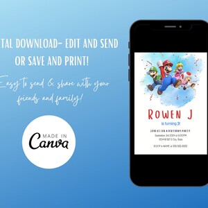 Mario Party Digital Party e-vite Template | Editable template | Birthday Digital Editable Design | Birthday Invitation | Super Mario