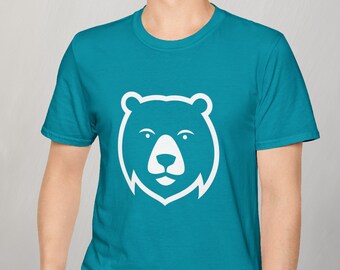 Bear Boldness: Camiseta minimalista con icono de oso ártico para defensores de la vida silvestre, camiseta unisex Softstyle
