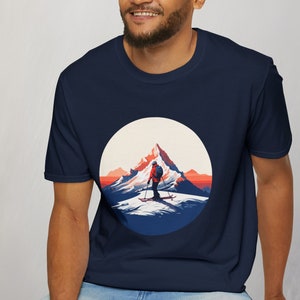Camiseta de esquí de montaña, regalo de esquiador para él, camisa de esquí, camisa de invierno