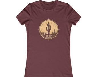Cactus Country: Retro Style Desert Scene Casual Wear Tee, Tee for Desert Lovers, Women's Favorite Tee