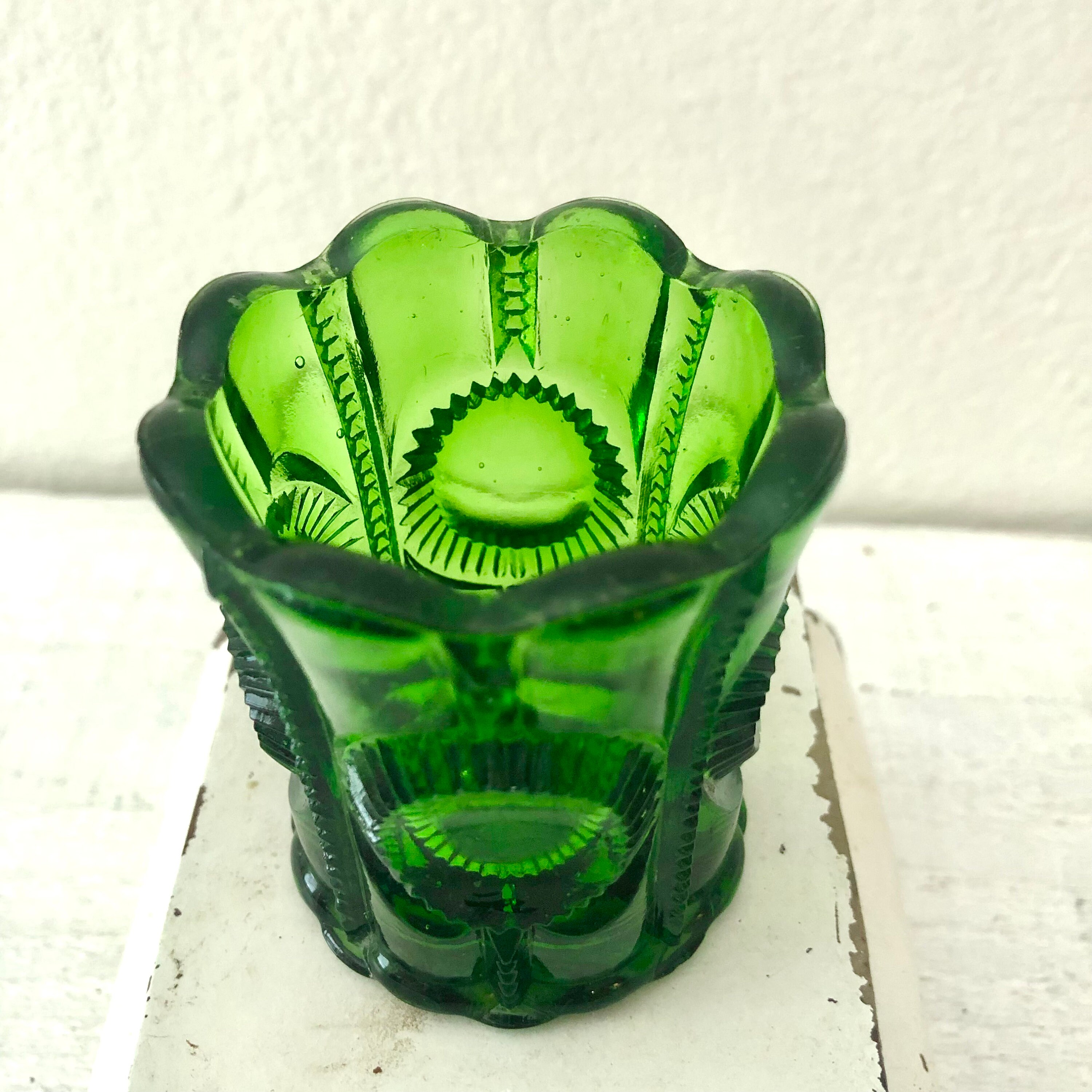 Vintage LG Wright Emerald Green Glass Toothpick Holder Etsy UK