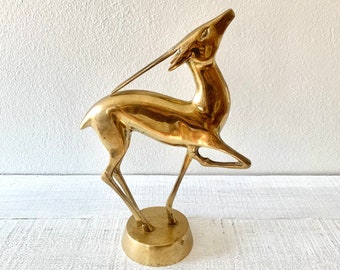 Mid Century Modern 13 1/2” Solid Brass Gazelle