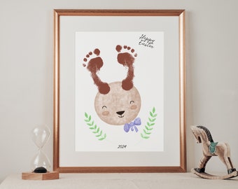 Ostern Handabdruck Handwerk | Geschenk für Mama | Erinnerung Andenken | Vorschulaktivitäten | Druckbare Kunst Ostern | Fußabdruck ""Froher Osterhase""."