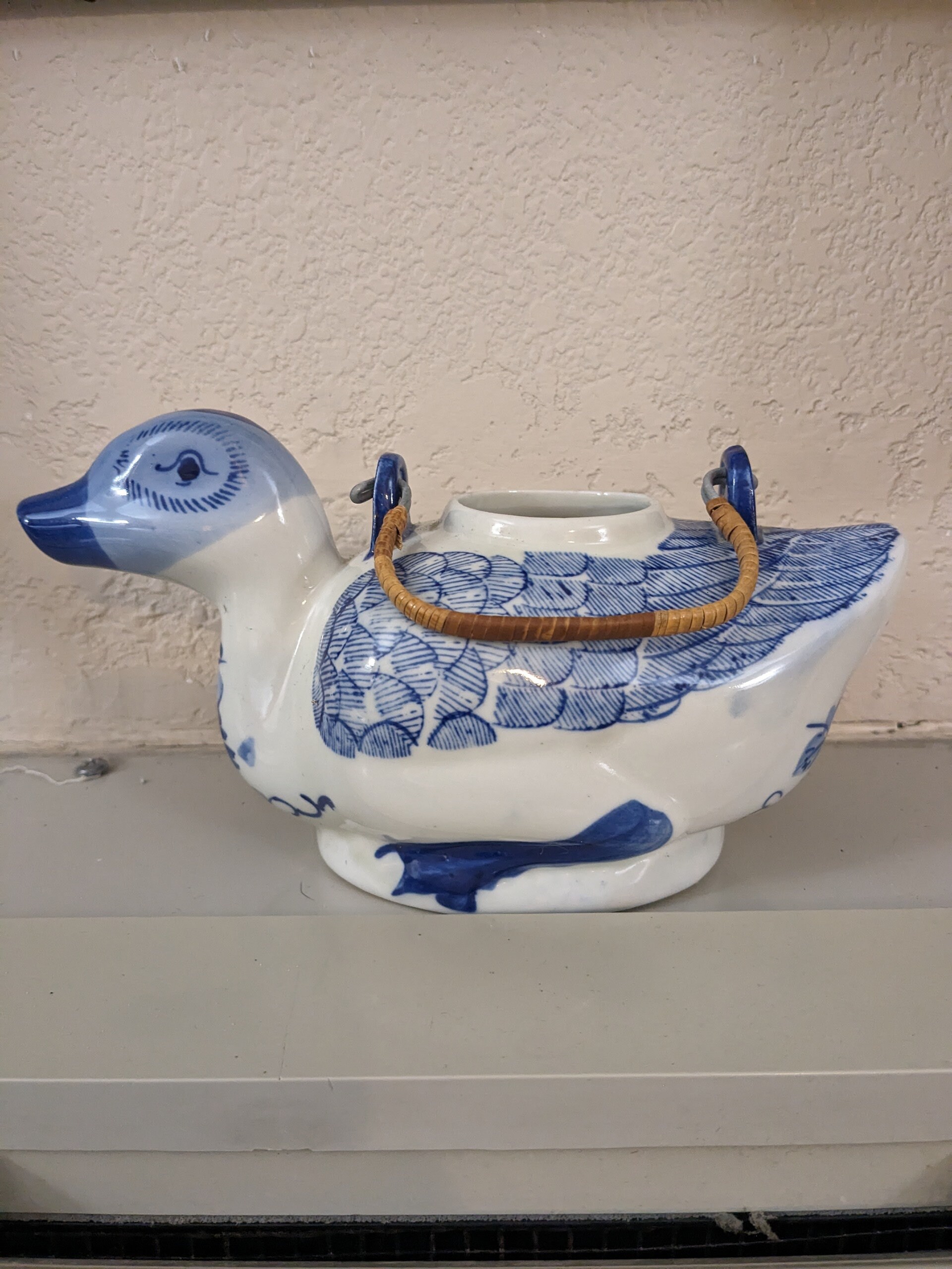 Vintage Blue and White Duck Teapot Etsy