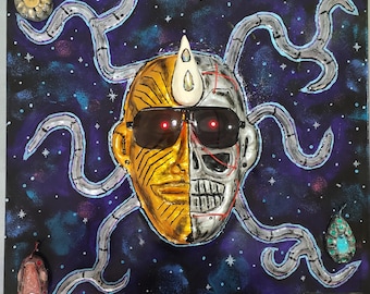 Escultura de Atlas Celestial del Tercer Ojo: Arte extraterrestre en técnica mixta con NFC