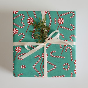 Candy Cane Wrapping Paper, Christmas Wrapping Paper, Gift Wrap, 3 sheets