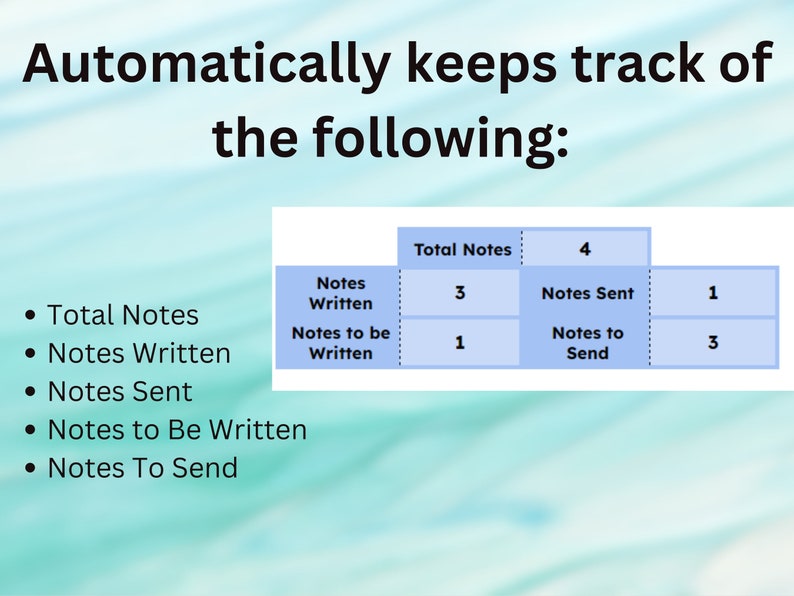 Blue Thank You Note Spreadsheet Gratitude Note Tracker Organized Letter ...