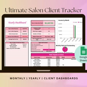 Hairdresser Spreadsheet | Salon CRM Google Sheet for Stylists | Income & Expense Log | Booking, Mileage, and Client Record System | Beauty