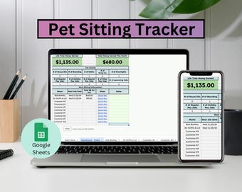 Dog and Pet Sitting Google Sheets Template CRM | Animal Care Tracker | Schedule & Task Manager | Customizable Income Log | Digital Planner