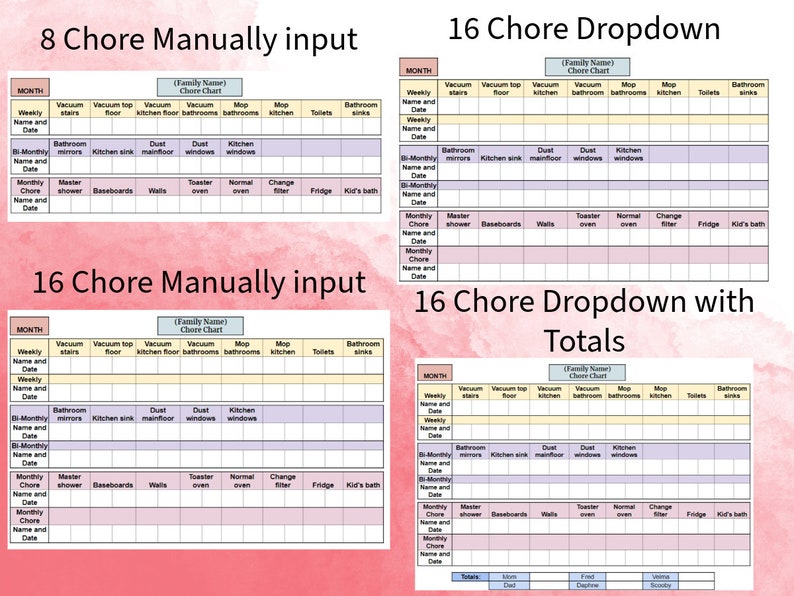 Simple Chore Chart Google Sheets Template Family Chore Chart Template