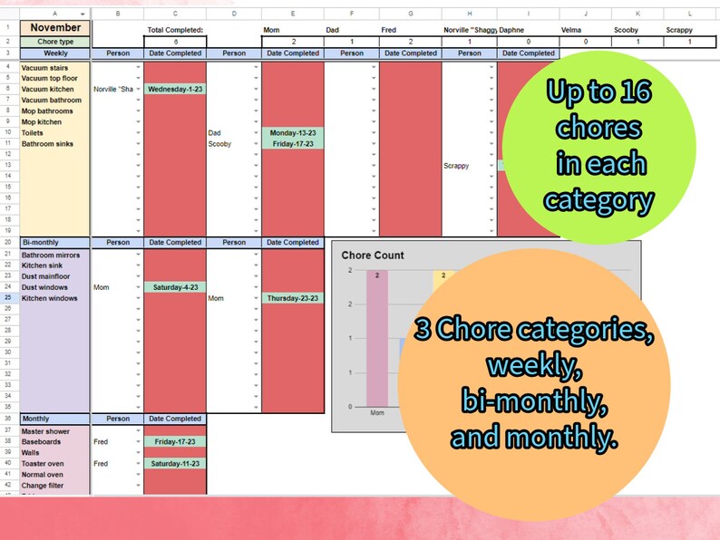 Simple Chore Chart Google Sheets Template Family Chore Chart Template