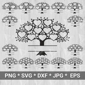 Family Tree svg bundle 2-16 members family reunion | tree of life svg family roots dxf eps jpg png digital download cricut silhouette files