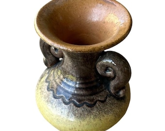 ヴィンテージの手作り緑と茶色の陶器の花瓶 - Etsy 日本
