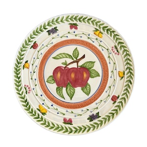 Hand Painted Apple and Fruit Footed Ceramic Platter by Fresh N Fruity