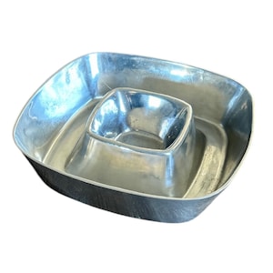 Chips and Dip Large Silver Aluminum Decorative Serving Bowl Made in Mexico