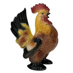 Vintage Hand Painted Royal Copley Ceramic Multicolor Rooster Figurine
