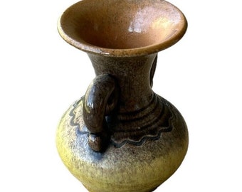 手作り陶器の花瓶 茶色・緑 ヴィンテージの手作り緑と茶色の陶器の花瓶 - Etsy 日本