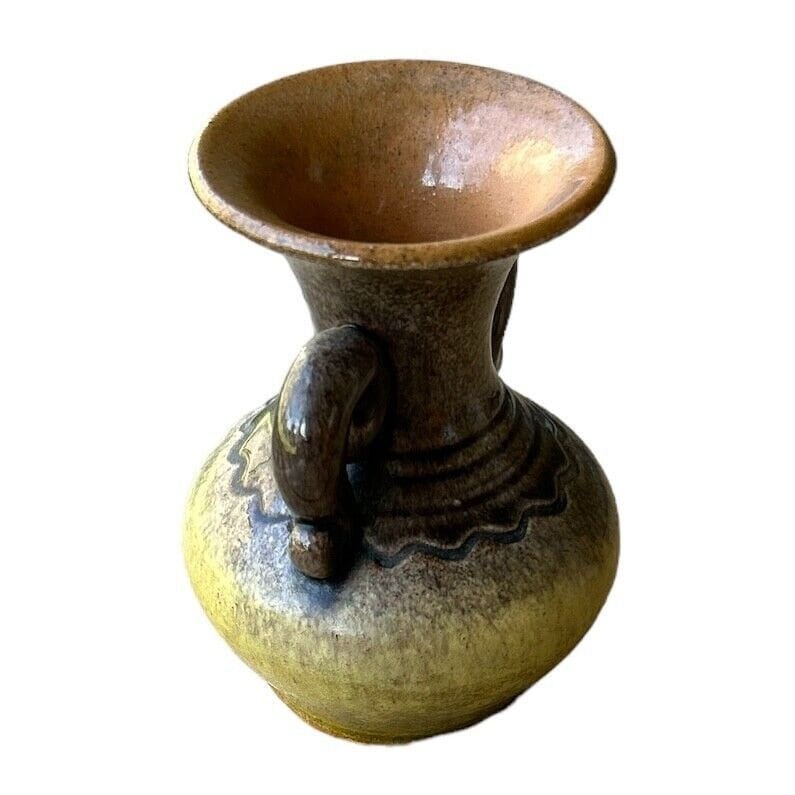 ヴィンテージの手作り緑と茶色の陶器の花瓶 - Etsy 日本