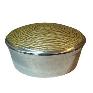 Silver Plated Gold and White Topped Trinket or Jewelry Box