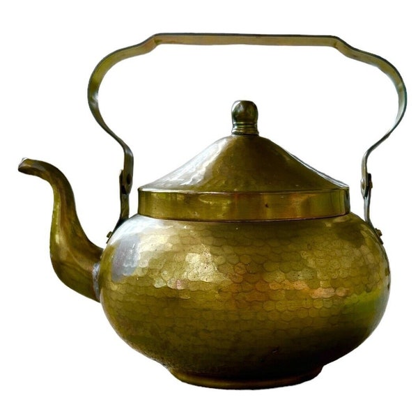 Vintage Copper and Tin Hand Hammered Tea Kettle