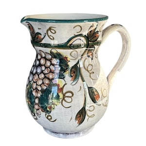 Vintage Arte Umbra Italian Hand Painted Grape Themed Ceramic Pouring Pitcher