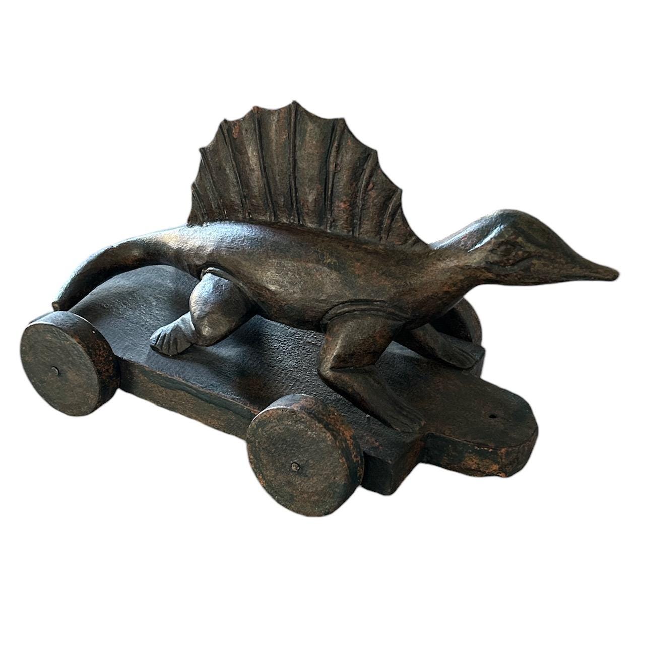 Wood Carved Black With Red Undertone Stain Dimetrodon