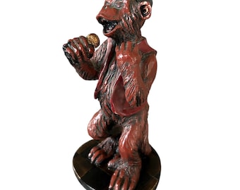 Brown and Red Singing Monkey with Hat and Microphone Resin Figurine