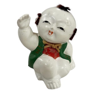 Vintage Japanische Porzellan Ningyo Style Gosho Puppe Kind Sitzend