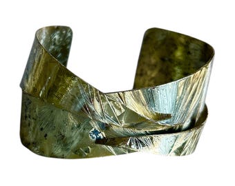 Vintage Messing Metall farbige eckig geschnitten Manschette verstellbar Armband