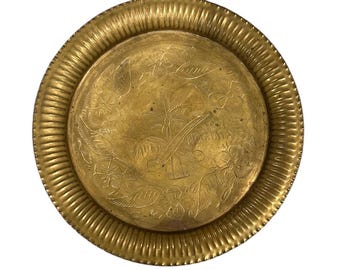 Vintage, Brass Plate, Saudi Arabia With Multiple Etchings