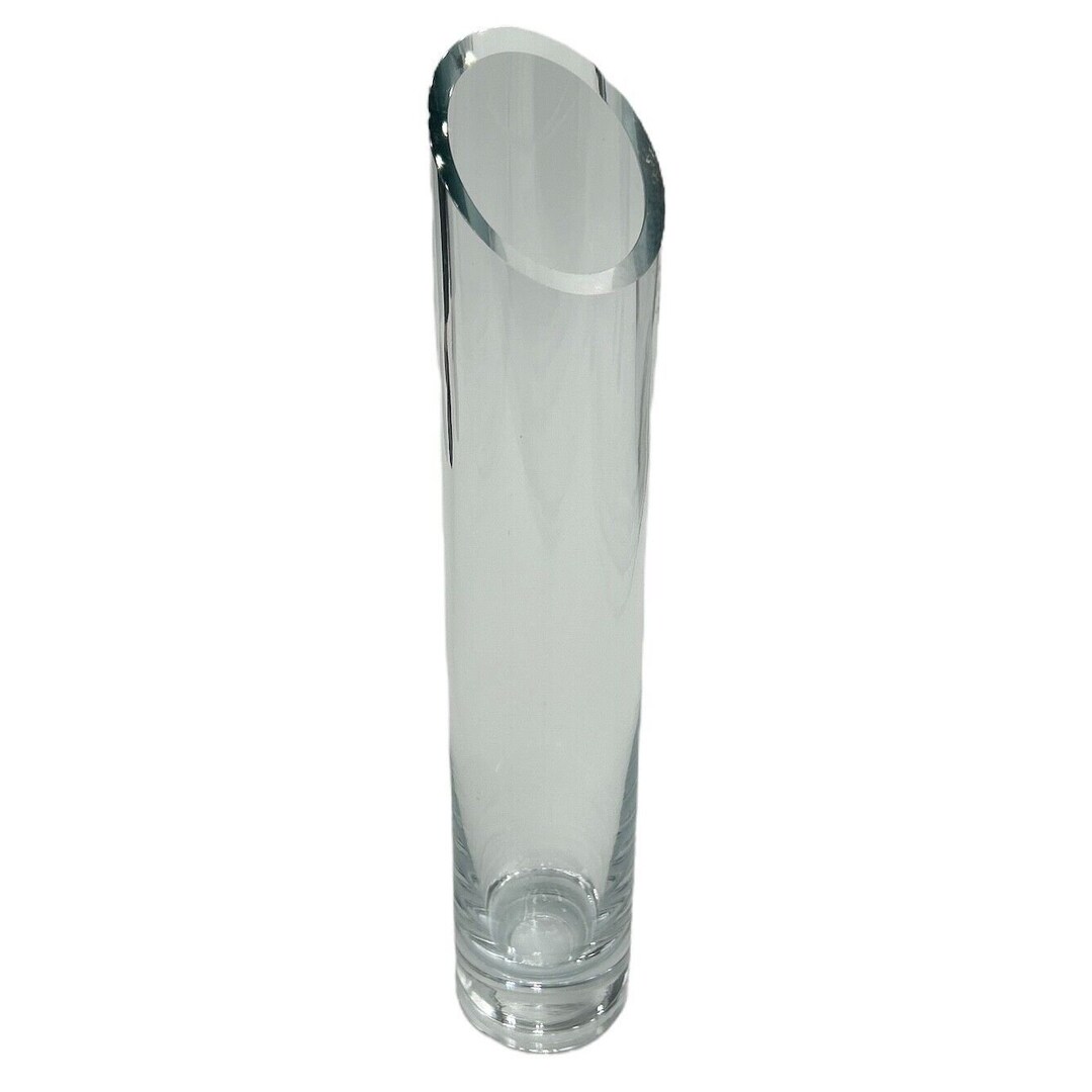 Tall Thick Cut Glass Cylinder Vase 13 Etsy