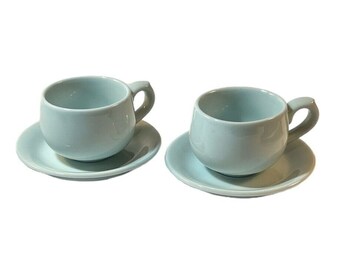 Vintage Celadon Hellblau Tee Tasse und Untertasse Set