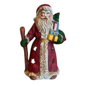Vintage Porcelain Christmas Santa Clause Votive Tea Light Holder