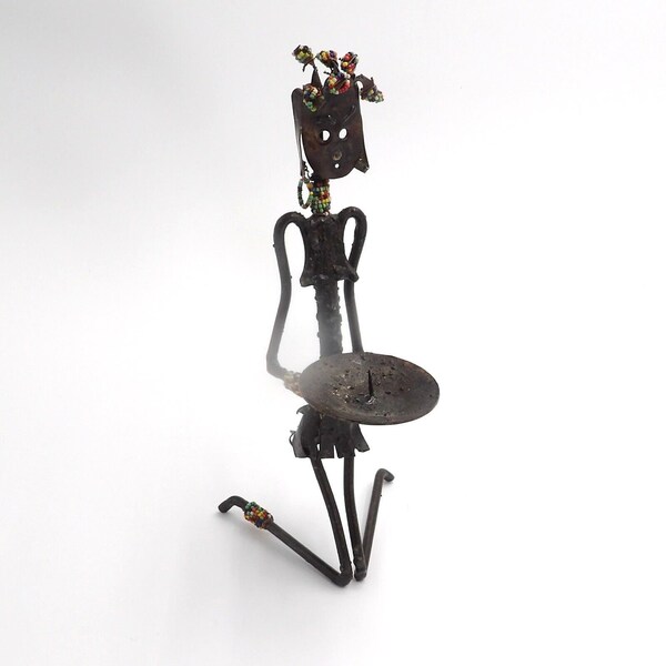 Vintage Metal African American Figure Candle Holder