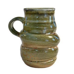 Nathaneal Huffman Like Ceramic Green and Orange Glazed Coffee Mug