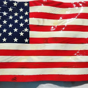 Wavy Wooden American Flag