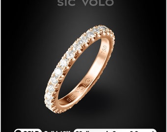 Anillo de eternidad de diamantes en oro rosa de 18 quilates, alianza de boda certificada