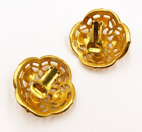 90s designer clip on earrings- larger statement p… - image 2