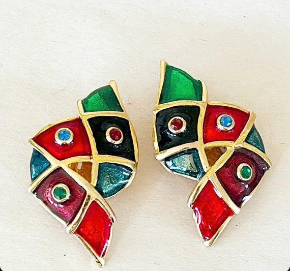 80s statement clip in earrings - image 1
