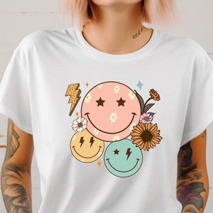 Retro Smiley Face collage PNG, Retro Quote PNG,Retro Checkered Smile Face png,happy face Vintage Sublimation Shirt,Star Eyes png checker png