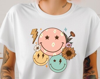 Retro Smiley Face Collage PNG: Vintage Sublimation Design (Digital Download)