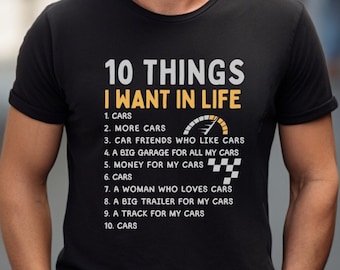 10 Things Cars Tシャツ、車好きの方へのギフト、綿100%