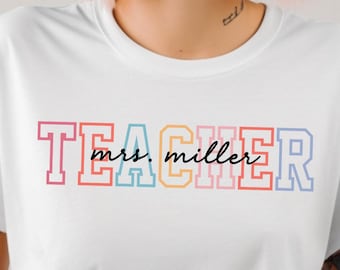 Custom Teacher Name SVG with Font (Instant Download)