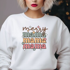 Merry Mama Christmas Sweatshirt: Chenille Patch Holiday Crewneck
