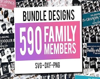 Familie SVG-bundel: 590+ ontwerpen voor Cricut, Silhouette (digitale download)