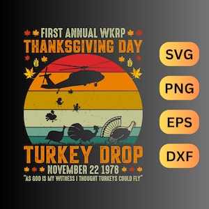 Ringraziamento WKRP Turkey Drop, Turkey Drop, SVG, Png, Eps, Dxf, AI, Pdf
