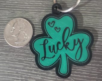 St. Patrick's Day Lucky 3 Leaf Clover-sleutelhanger: 3D-geprint.